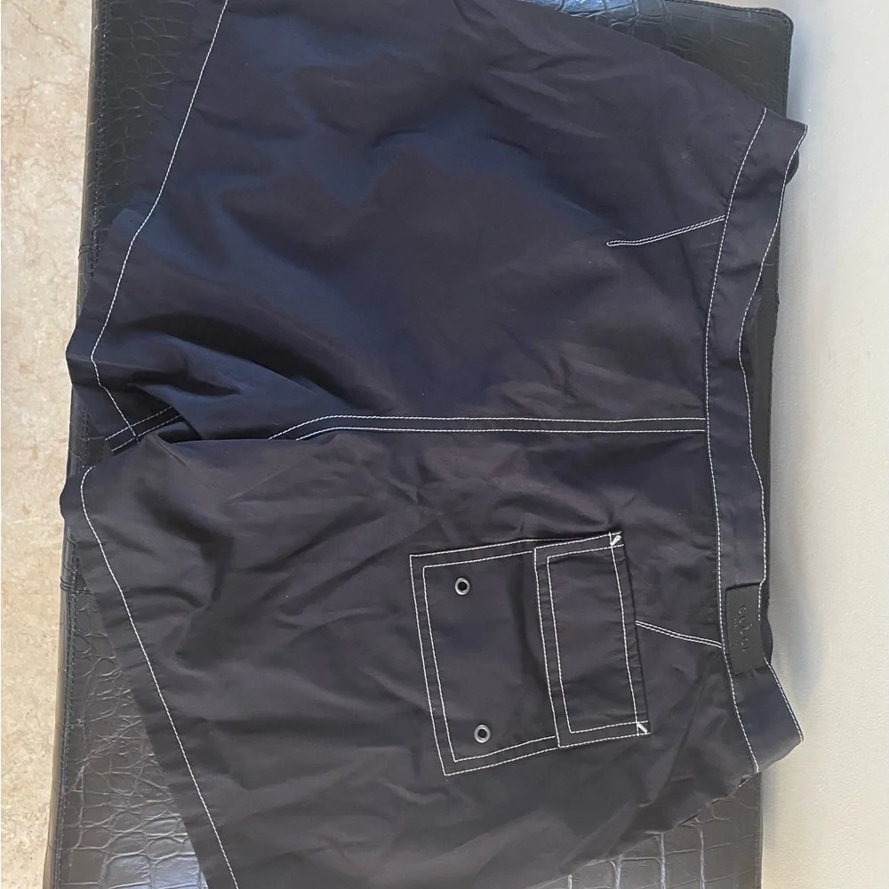 Gucci Women’s Black Swim Shorts with White Contrast Stitching